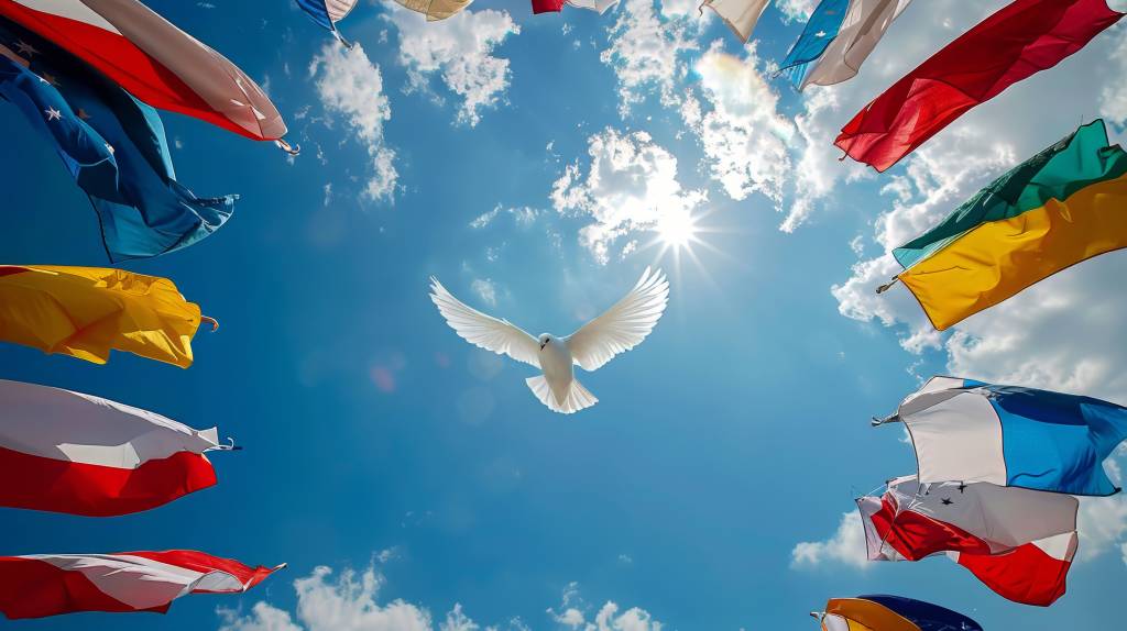 Dove bird world peace day concept